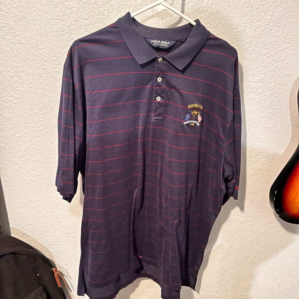 Navy and Red Striped Polo Shirt